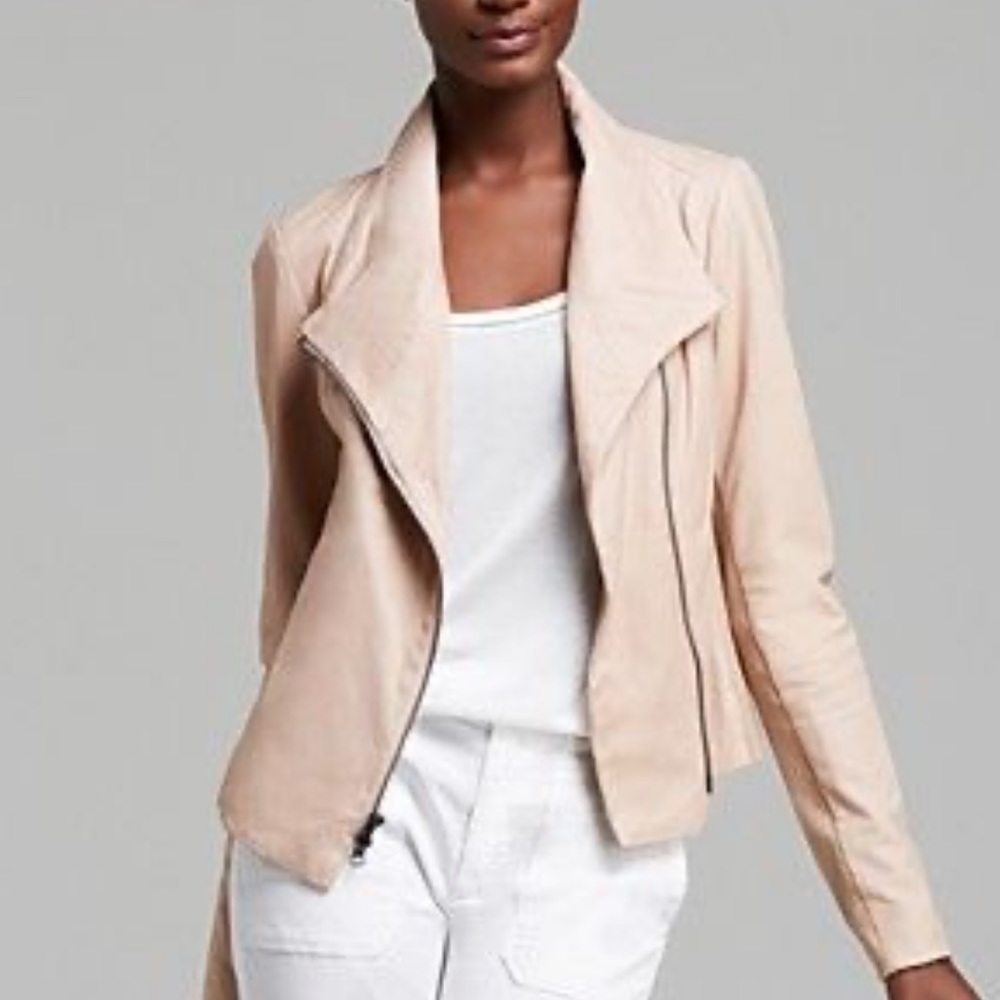 Vince Paper Leather Asymmetrical Jacket Nude Cream
